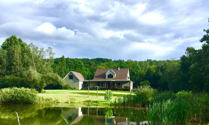 Union Dale Ski Chalet | Private Modern Estate Chalet in Nature with Pond and Creek on 50 acres-Sleeps 18