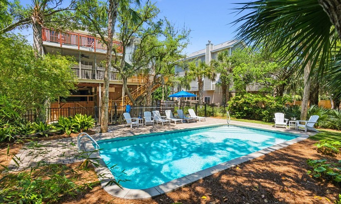 Sunset Point House | Private Oasis with a Large Saltwater Pool Close to Everything - Screened Porch and Deck Open Concept