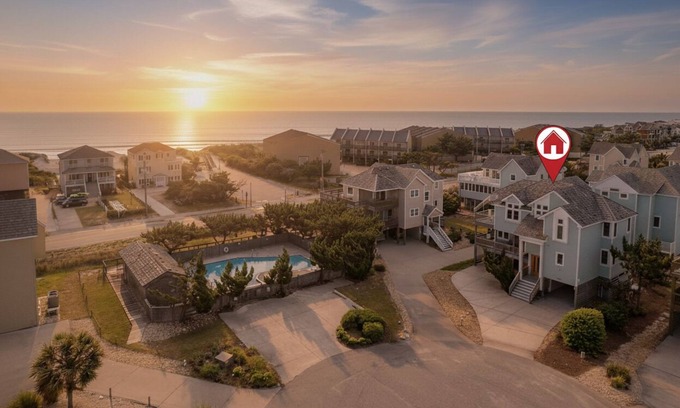 Nags Head House | Pvt Hot Tub, LUX Semi-Oceanfront, Game Room, Decks Fully Loaded, Arcade