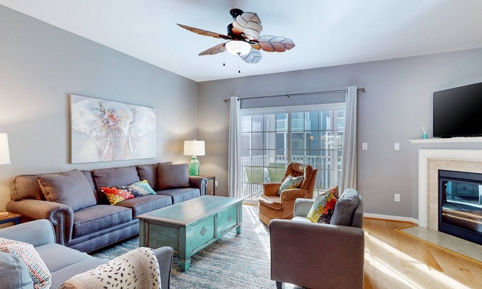 Rehoboth Beach House | Rehoboth Crossing townhome - pool & gym - dog-friendly, fireplace & private W/D