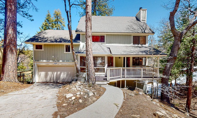 Lake Arrowhead Cabin | Relaxing mountain home with fireplace, W/D, grill, balcony, patio, & board games