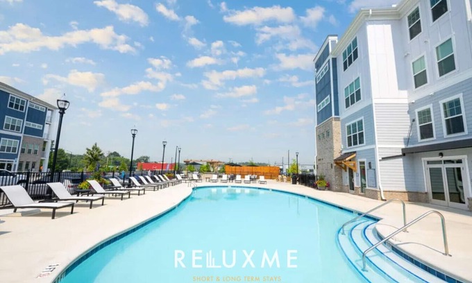 Paw Creek Apartment | Reluxme|Stylish 2BR w/Balcony, Gym, Pool, Stores