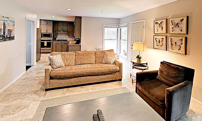 Allandale House | Remodeled home in quiet Rosedale neighborhood w/ 2 living areas & luxe kitchen