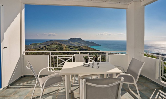 Mirthios Apartment | Renovated apartment just 15 min walk from beach private terrace direct seaview