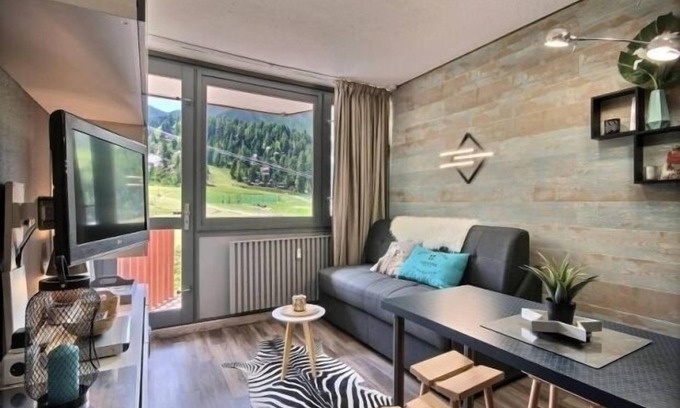 Plagne Centre Apartment | Renovated studio cabin in Plagne Centre with balcony, close to slopes