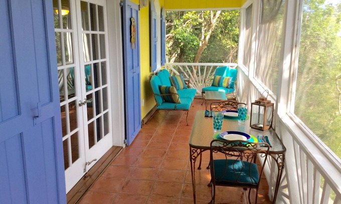 Bordeaux Mountain Cottage | Romantic St John Hillside Villa w/a View! - Full A/C & W/D