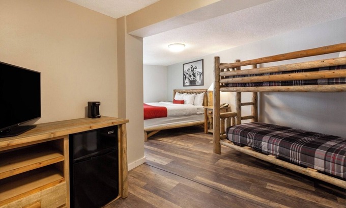 Iron Mountain House | Rustic Room | Indoor Swimming Pool and Mountain Views | Pets are Welcome