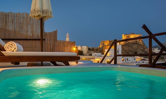 Akrotiri Apartment | Santorini Rooftop Hot Tub Suite w/Panoramic Views