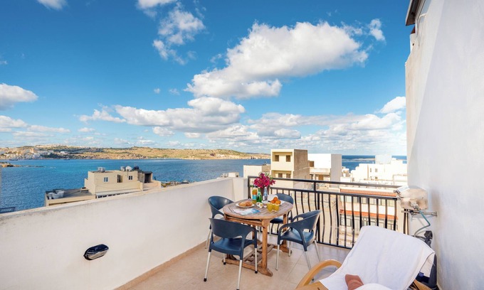 Bugibba Apartment | Seashells 2 bedroom Apartment with sunny terrace with stunning panoramic sea views by Getaways Malta
