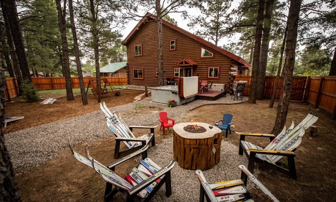 Pagosa Springs House | See Fall's Changing Colors! River Rock Cabin: Hot Tub, Arcade Room, Fire Pit, 3 Min to Uptown Pagosa
