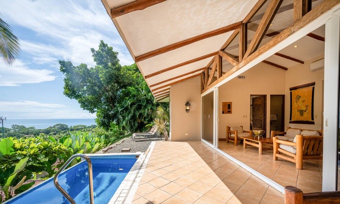 Islita Villa | Serene home in lush setting with private plunge pool, ocean & mountain view