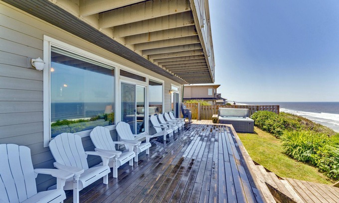 Roads End House | Serene Oceanfront, Hot Tub, WiFi, Arcade, Fireplaces. True Million Dollar Views.