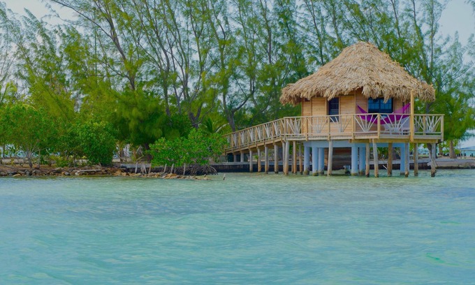 Thatch Caye Resort | Spacious Overwater Bungalow w/Air Conditioning & Private Walk-In Shower