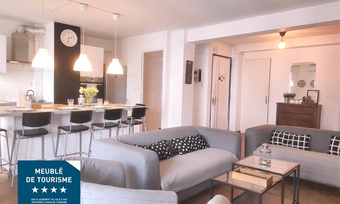 La Villette Apartment | Standing, 3 chambres, clim et garage priv proche Panier et Terrasses Port