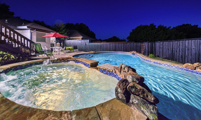 Rowlett House | Steps From The Lake with 5 Bedrooms & 4 Baths, Heated Pool and Hot Tub!