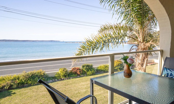 Batehaven Apartment | Stunning Ocean View Apartment with a BBQ and Pool