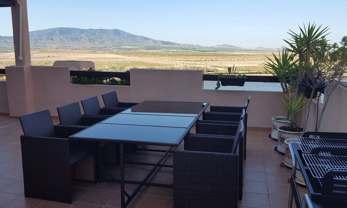 Alhama de Murcia Apartment | Sun Terrace - 5 Bed Apartment - Huge Terrace & Mountain Views with 24hr Security