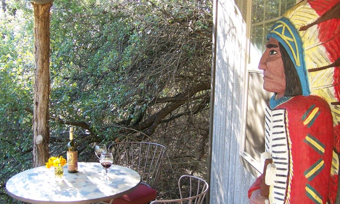 Leander Cabin | The Hideout is a quaint, cozy tiny house/cabin at Round Mountain Ranch