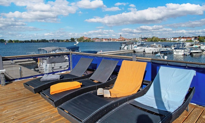 Muritz Boat Rental | The House Boat 'Fritze Bollmann ' with Lake View, Private Terrace and Wi-Fi