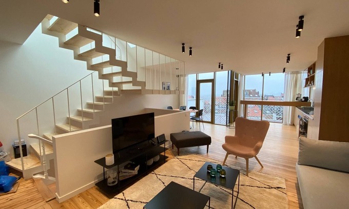 Postel Apartment | Top Floor New Duplex Stunning View In Trendy St Gilles