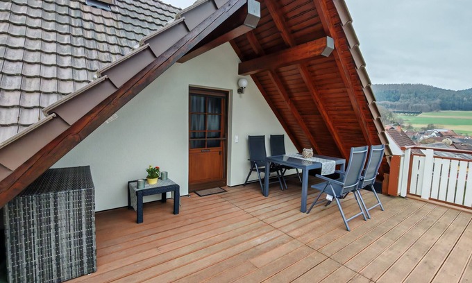 Hettigenbeuern Apartment | Vacation apartment Morretalblick/Odenwald renovated with wonderful view. Roof terrace and wall box