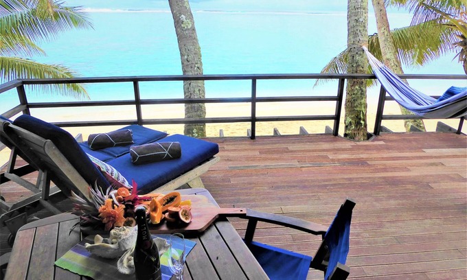 Tapere of Vaimaanga Villa | Vaka Tai - So Popular as 'on the beach' as you can get with Air Con & Free WIFI!