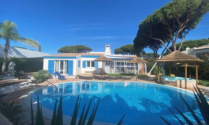 Quarteira Villa | VILAMOURA villa ground floor heated pool 1 km from marina. 3 suites