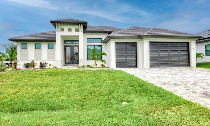 Burnt Store House | VILLA BRILLANTE, A BRAND NEW Luxury Waterfront home Pool/Spa & Gulf Access