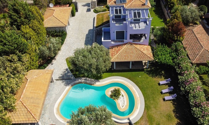 Porto Heli Villa | Villa Dalousa Retreat - 5 min to the beach nprivate pool/jacuzzi spa