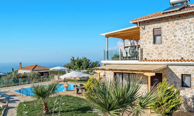 Tsoukaladhes Villa | "Villa Natalia" with Sea View, Private Pool & Wi-Fi