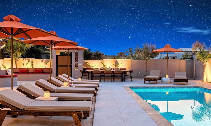 Paralia Kourna Villa | Villa Remezzo Heated Pool, Beach Side, 24 guests
