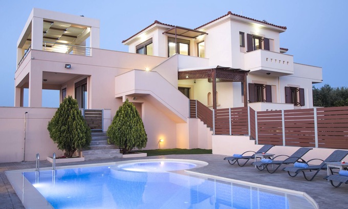 Rethymno Villa | Villa Saint George, private eco pool & sunset sea view