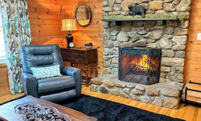 Wolf Laurel Cabin | Wolf Laurel Mountain Escape: Cozy Cabin, Fireplace, near Hatley Pointe, Secluded