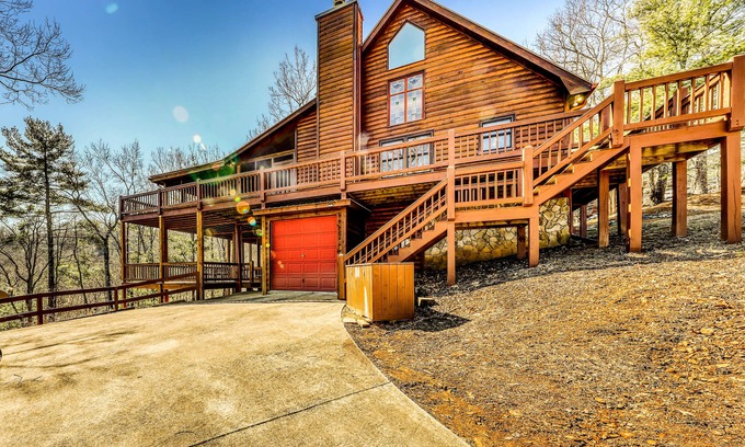 Necowa Cove Cabin | Woodsy, Dog-Friendly Cabin w/Lake & Mountain Views, Private Hot Tub, & Grill