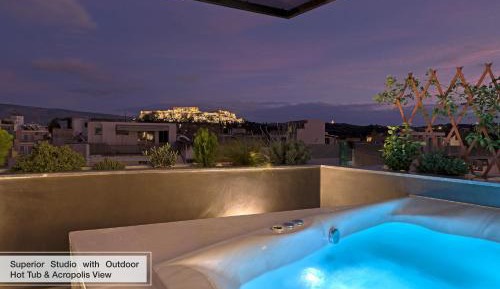 Superior Studio with Outdoor Hot Tub & Acropolis View