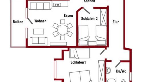 Two-Bedroom Apartment with Balcony