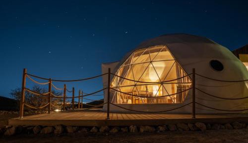 Dome with Private Terrace and Outdoor Plunge Pool overlooking Jebel Hafit Mountains for 2 Adults Only