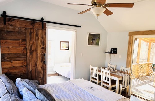 Bloomington Cabin | Cozy cabin on wooded 5 acres, close to downtown and amenities. Now with hot tub!