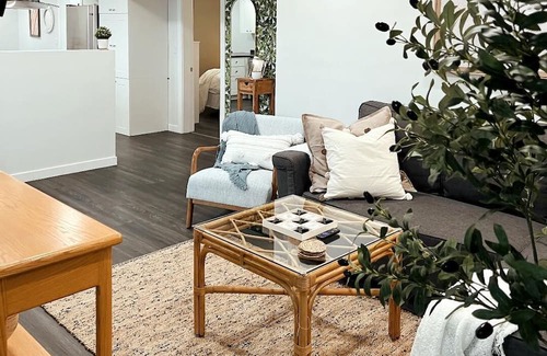 Kamloops House | Guest suite with cozy outdoor fire place and minutes from all local amenities