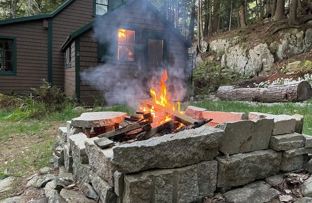 Rustic cabin on waterfront in Bucksport w/ modern plumbing, views, & privacy.