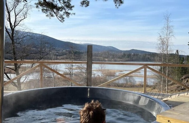Brand new unique cabin with a little luxury and hot tub on the deck.