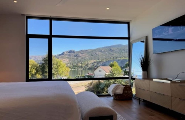 Relax on the rooftop patio while looking at Lake Okanagan
