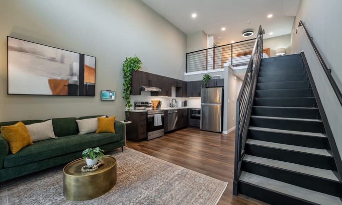 Springfield Apartment | Elevate Your Stay in Our Stunning Loft with 17-Foot Ceilings
